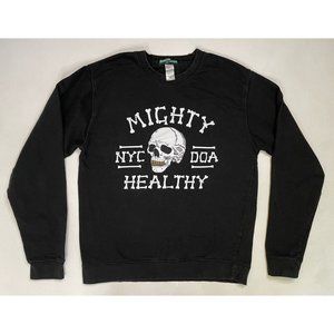 Mighty Healthy Skull Crewneck Sweatshirt Men Adult Medium Black Graphic